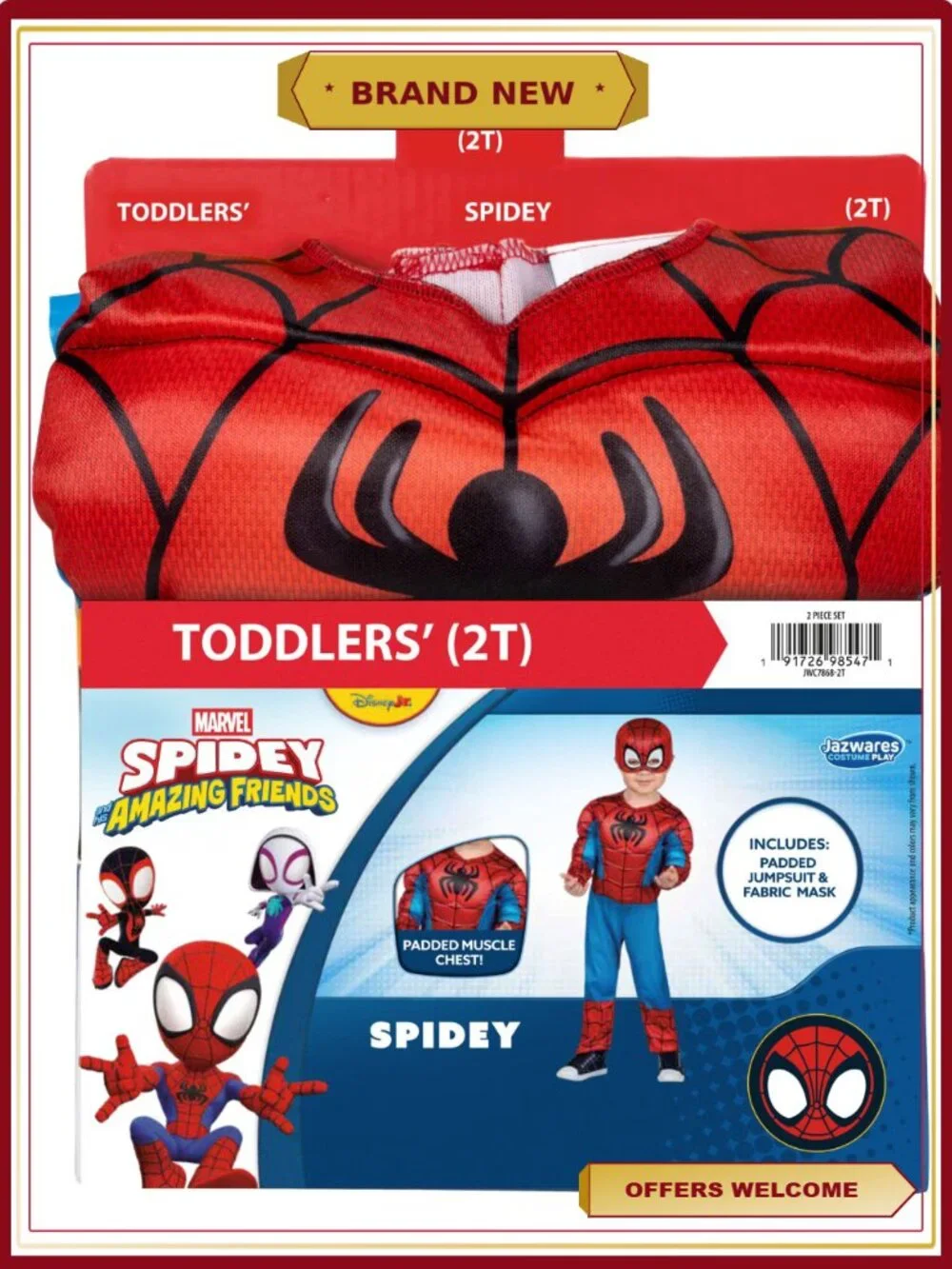 Toddler Halloween Costume Spiderman Jumpsuit with Mask Size 2T